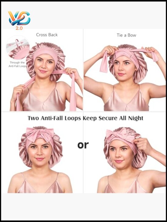 Double Layer Mulberry Silk Hair Bonnet for Sleeping Women Non-Slip Overnight main image 6